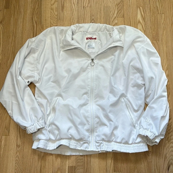 Vintage White Wilson Tracksuit Zip Up Jacket Coat Drawstring Pants - Picture 2 of 12